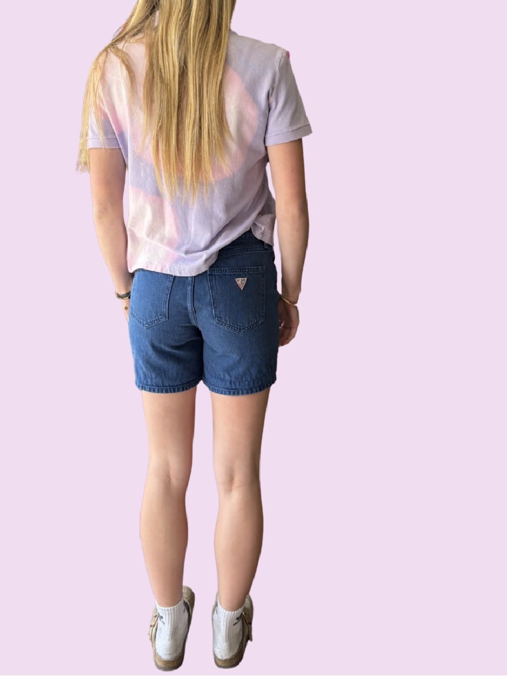 Guess Dark Indigo High Rise Jean Shorts 27”